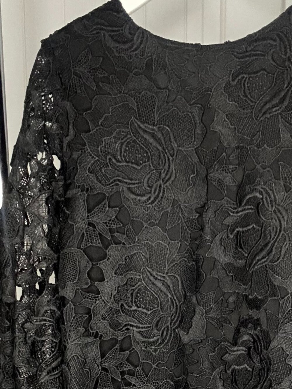 Halogen Black Floral Lace Long-Sleeve Top | size XS